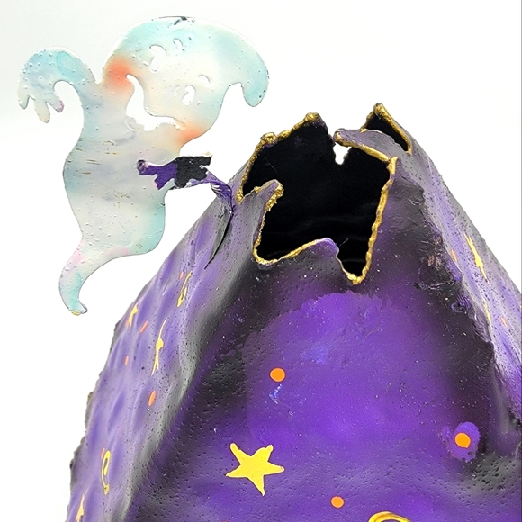 Vintage Halloween / Holiday Metal Haunted House Tea Light Decoration - Picture 5 of 14